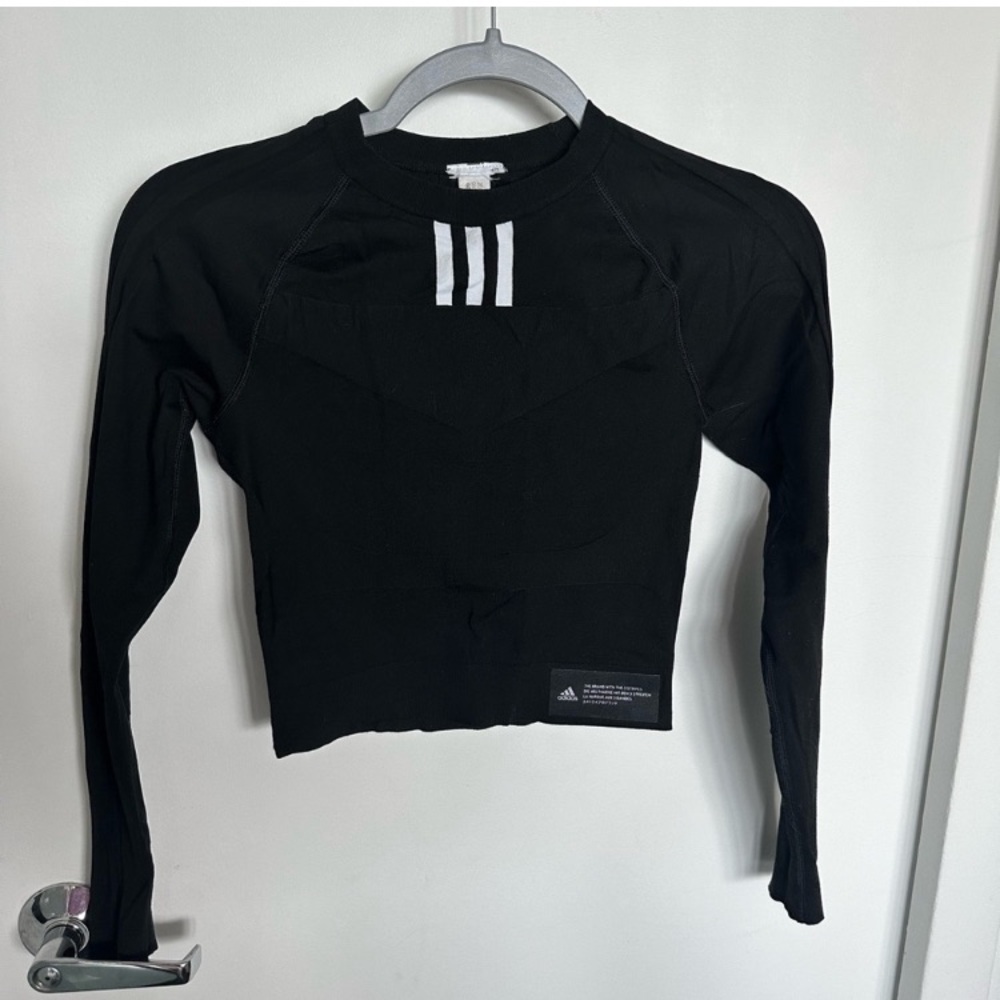 Adidas Aeroknit Long Sleeve Black Crop Top